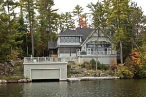 custom built cottage - exterior from lake