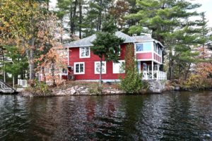 Stoney Lake cottage renovation - exterior from lake