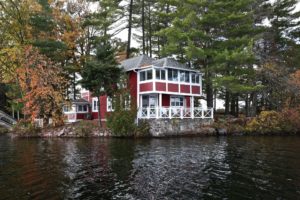 Stoney Lake cottage renovation - cottage exterior from lake