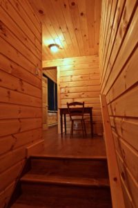 Stoney Lake island cottage renovation - walking into bunkie