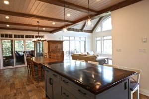 Custom Built Island Cottage - Kitchen Looking into Living Room