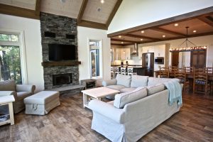 Custom Built Island Cottage - Living Room with Fireplace