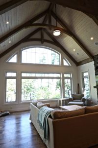 Arched truss window livingroom