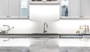 Kitchen sink and faucet view