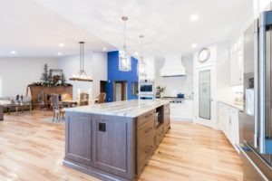 Kitchen island and accent wall