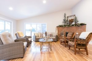 Living room and fireplace
