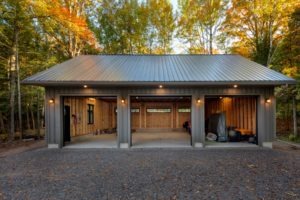 Garage - door open, front perspective