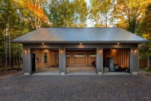 Garage - door open, front perspective