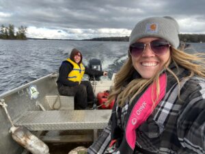 Chelsea and Becca on boat